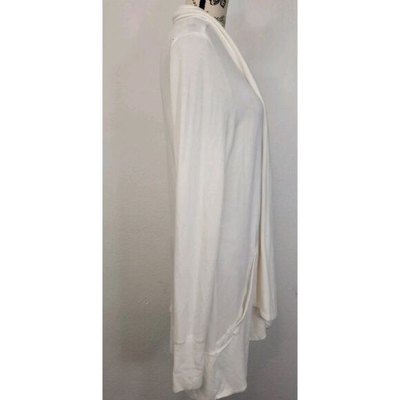 Athleta Wrap Cardigan Womens MT Tall Pockets Soft Long White Thumbholes Pockets - Picture 6 of 11